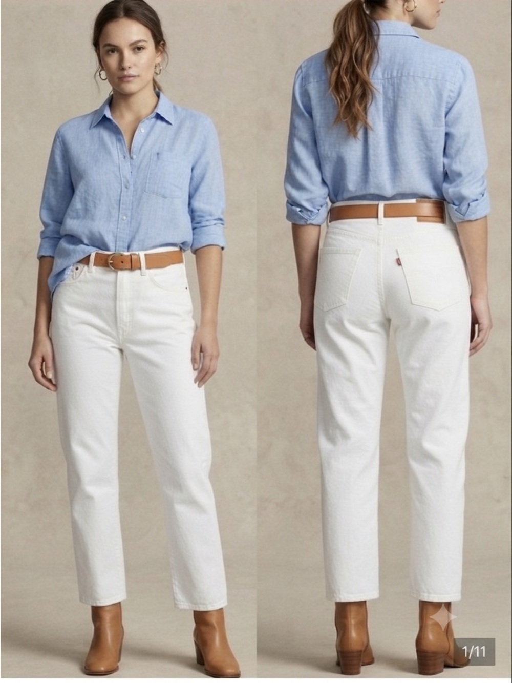 Women’s Vintage Levi’s Strauss & Co White Denim Jeans - Classic Straight Fit